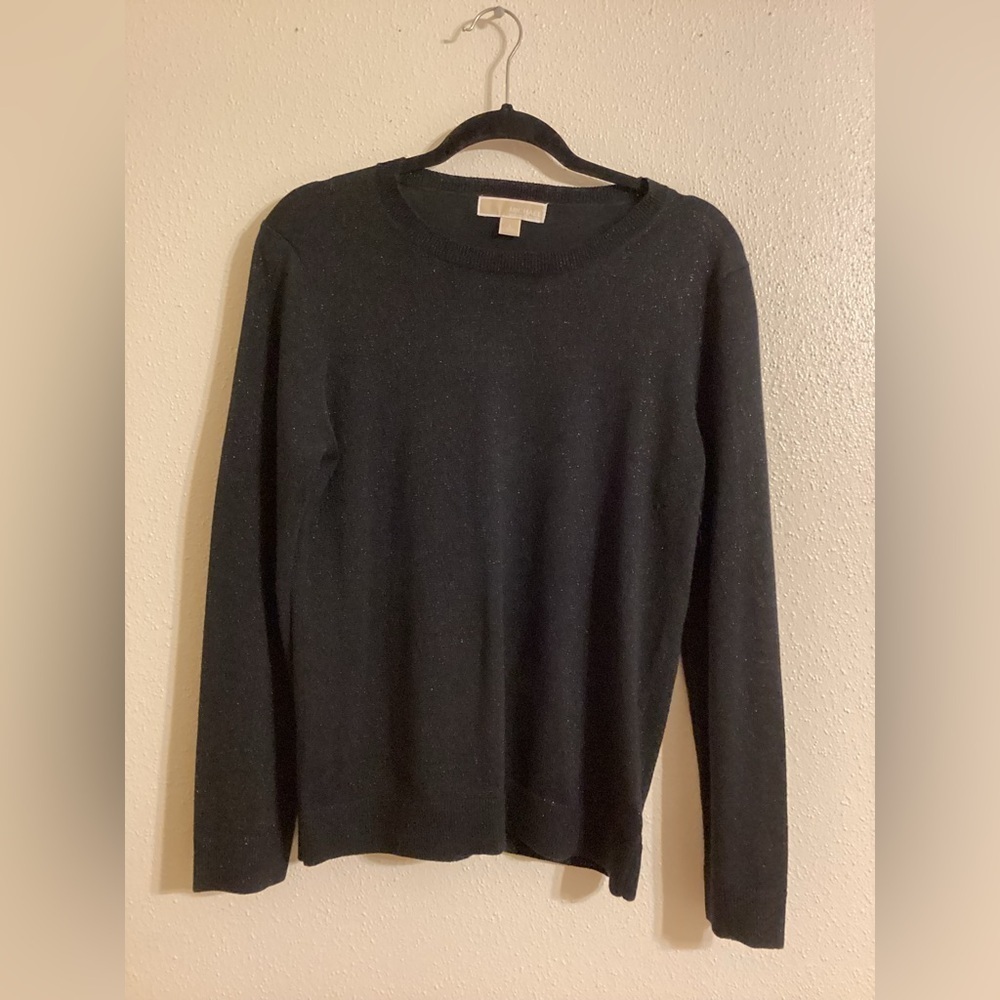 Michael Kors Women’s Blouse Black & Silver Metallic Pullover Size Large